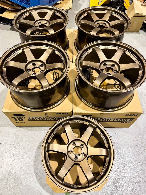 USED - Volk Racing TE37 and TE37SL Combo SET OF 5 wheels! 18x9.5" +38 (2 of) 18x9.5" +45 (three of) 5x100PCD